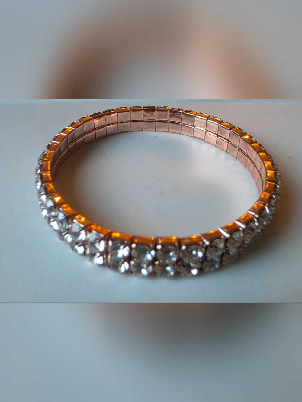 Beautiful Rose Gold Tone Crystal Stretch Bracelet